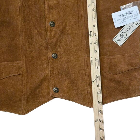 NWT Cripple Creek Leather Vest Mens L Brown Western Cowboy Suede Snap Buttons - Picture 9 of 9